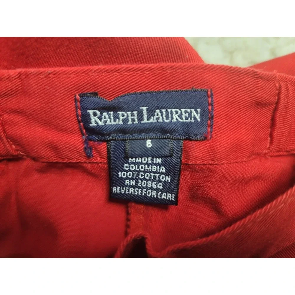 Vintage Ralph Lauren‎ Girls Pants Shirt Hi-rise Red 6-7 Button Mom Lot Of 2